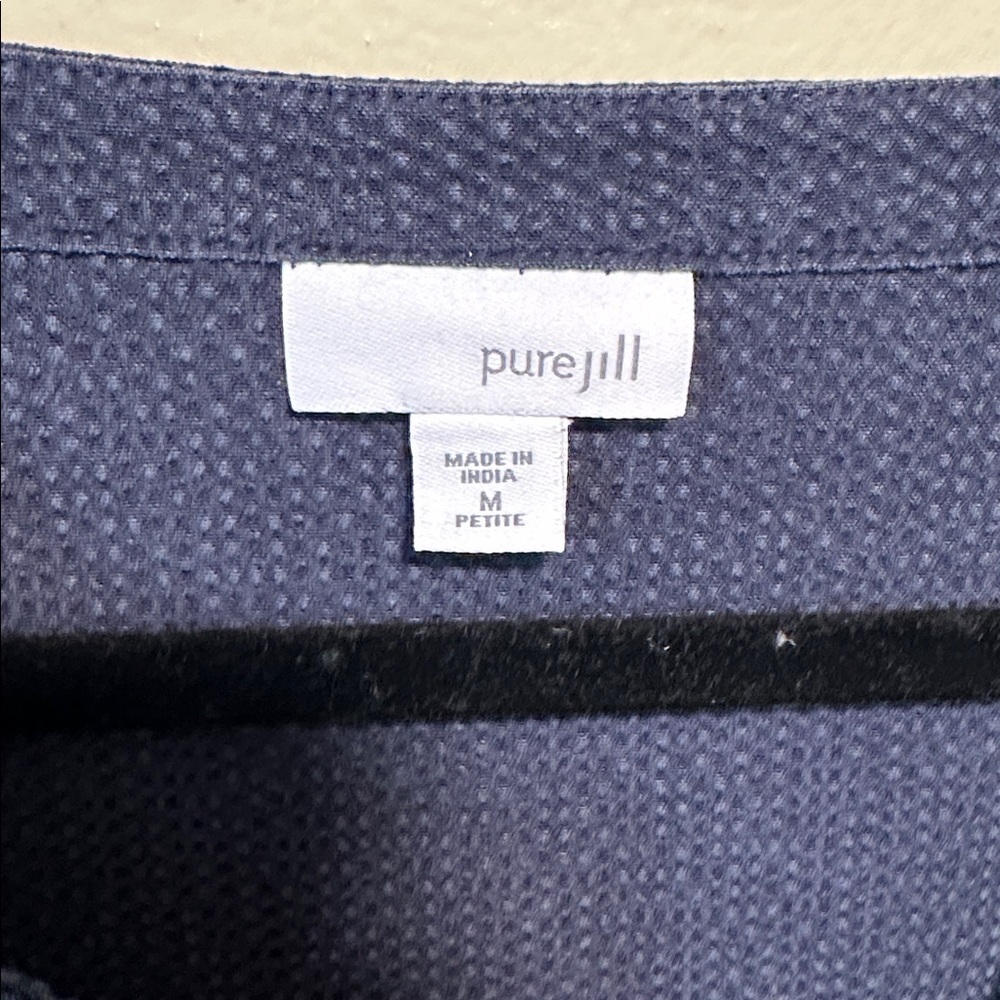 Pure Jill Chic Navy V-Neck Tunic Top Size Medium Petite - Picture 2 of 6